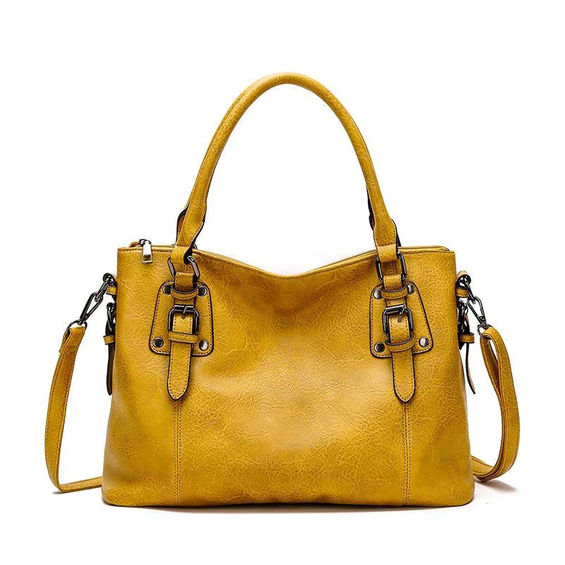 Elegant Leather Crossbody Bag - Azure