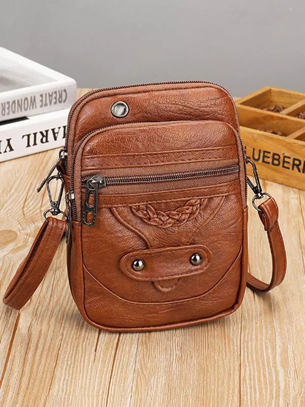 Vintage Leather Crossbody Bag - Jaida