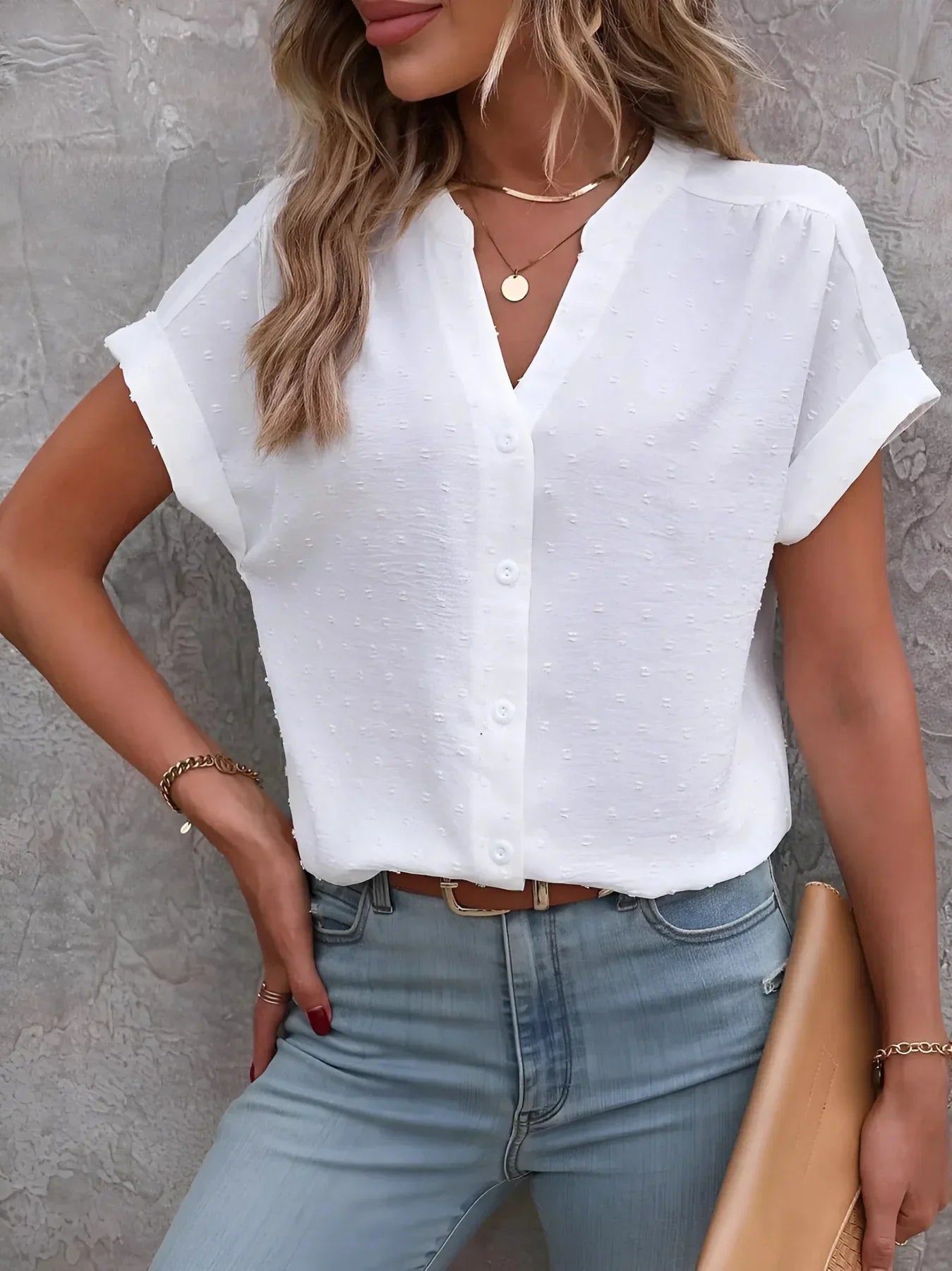 Adora | Stylish Dot Button-Down Top
