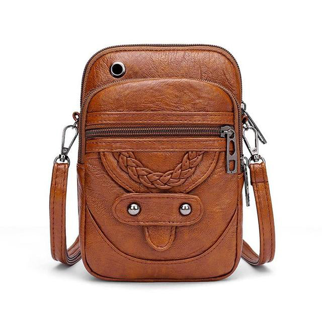 Vintage Leather Crossbody Bag - Jaida