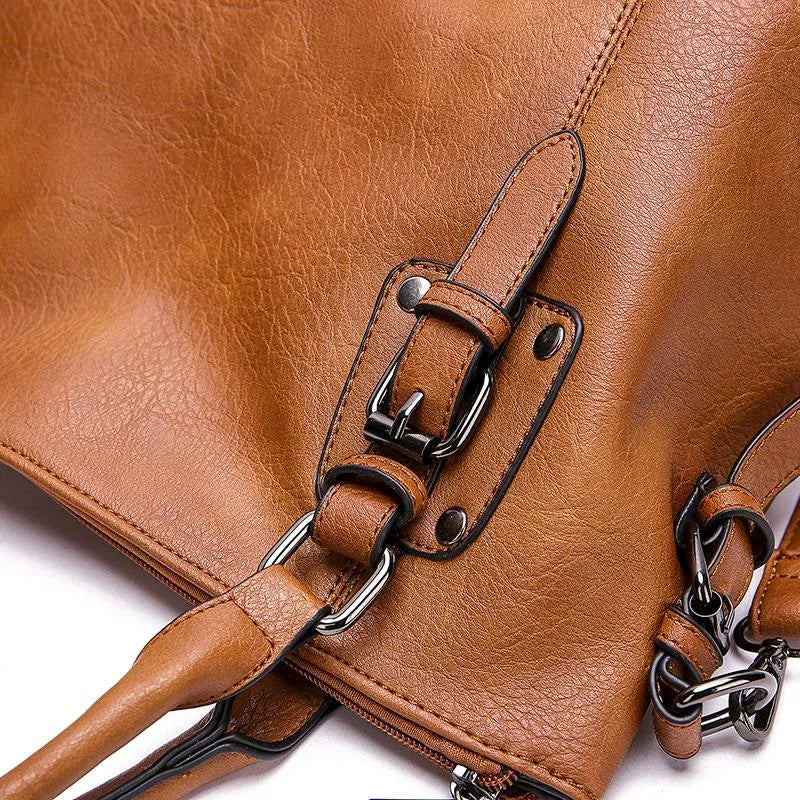 Elegant Leather Crossbody Bag - Azure