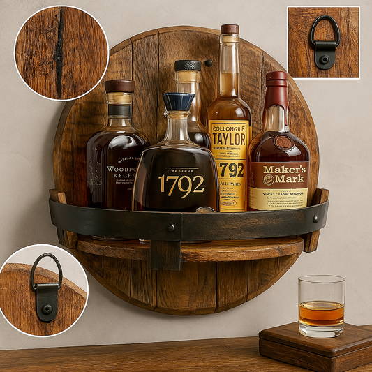 Estante de Pared de Roble Rústico para Botellas de Whisky
