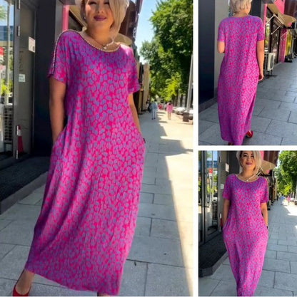 Raven - Vestido Maxi Estampado Chic de Primavera con Bolsillos