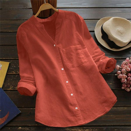 Greta | Blusa de lino de manga larga elegante