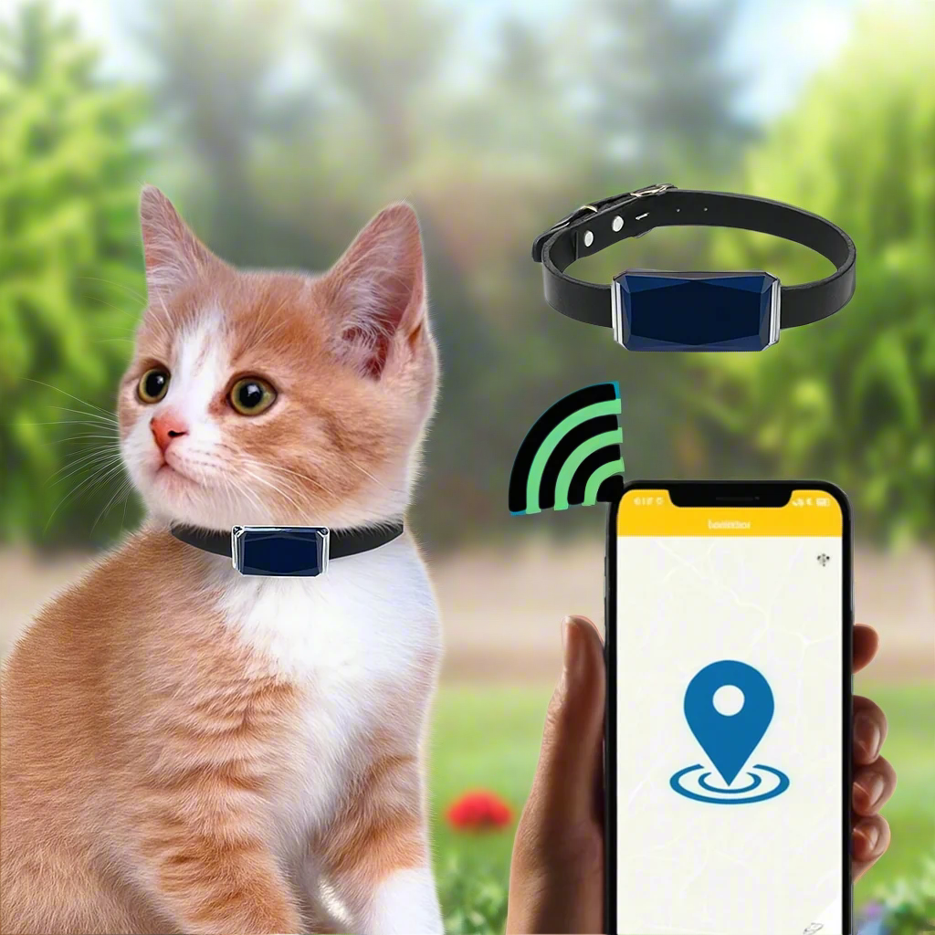 Collar de cuero para mascotas con rastreador GPS en tiempo real