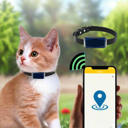 Collar de cuero para mascotas con rastreador GPS en tiempo real