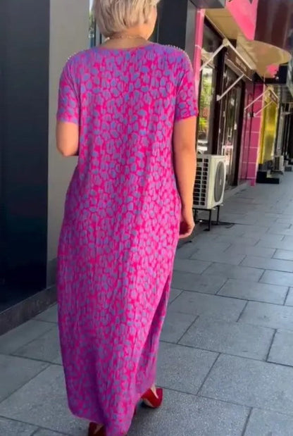 Raven - Vestido Maxi Estampado Chic de Primavera con Bolsillos