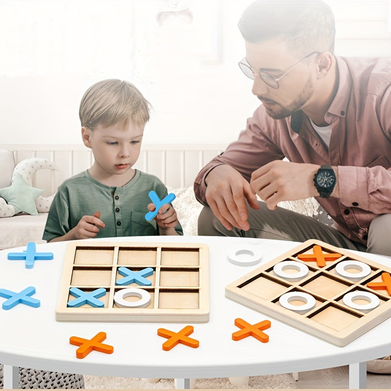 Juego de rompecabezas de tres en raya de madera para niños