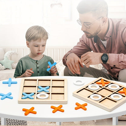 Juego de rompecabezas de tres en raya de madera para niños