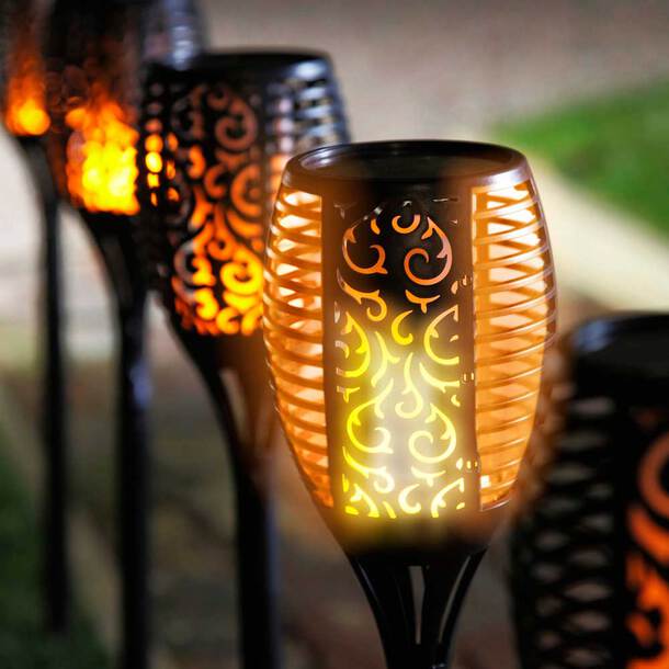 Luz de antorcha solar para jardín exterior con efecto llama