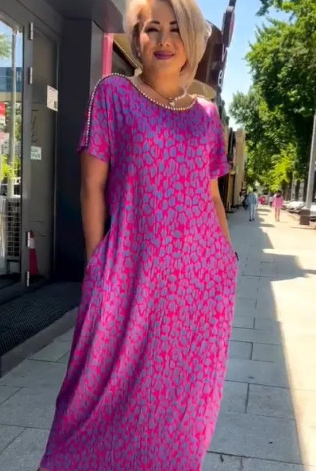 Raven - Vestido Maxi Estampado Chic de Primavera con Bolsillos