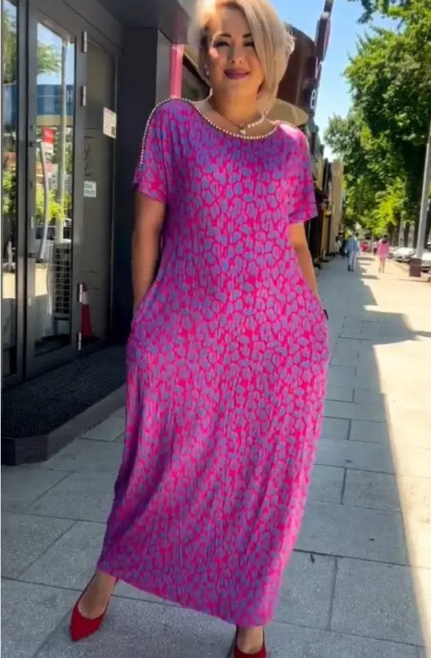 Raven - Vestido Maxi Estampado Chic de Primavera con Bolsillos