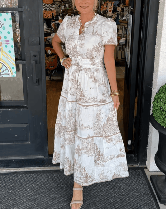 Solene - Vestido Maxi Floral Boho Chic con Escote en V