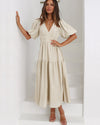 Catalina | Vestido con escote en V y mangas abullonadas
