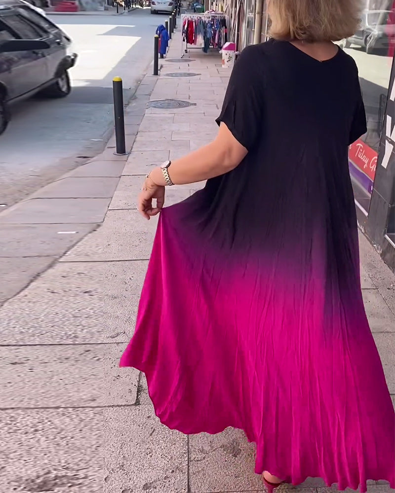 Joan - Vestido Maxi Fluido con Degradado de Verano