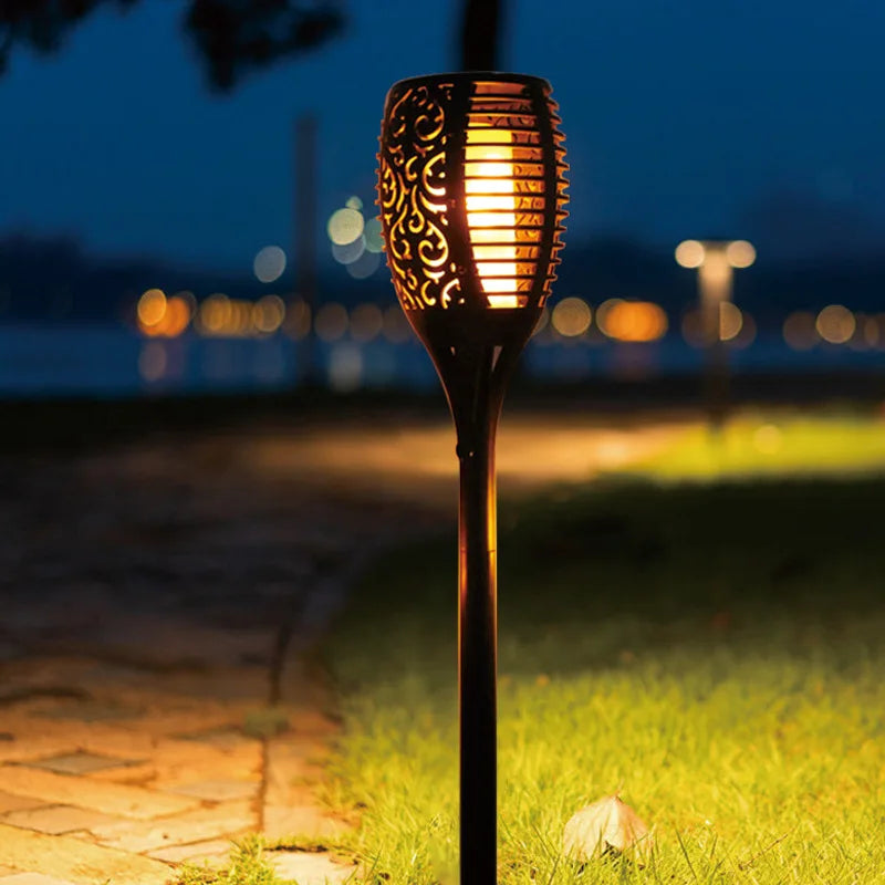 Luz de antorcha solar para jardín exterior con efecto llama