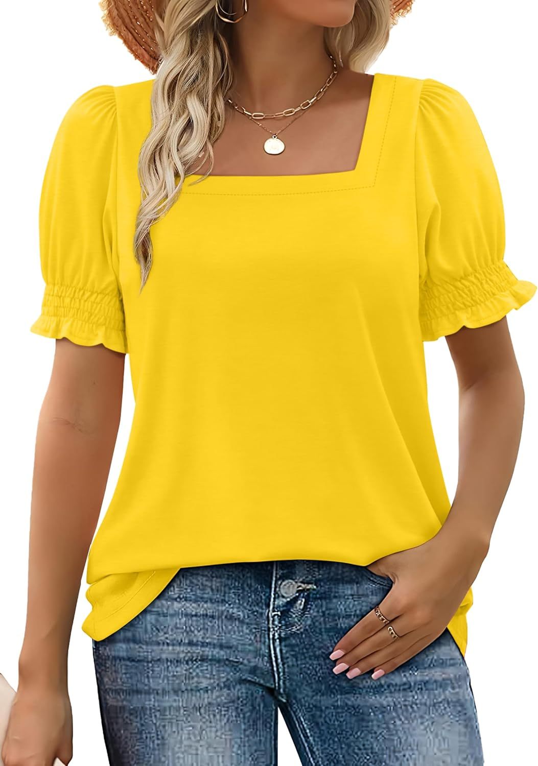 Monica | Top fruncido con escote cuadrado