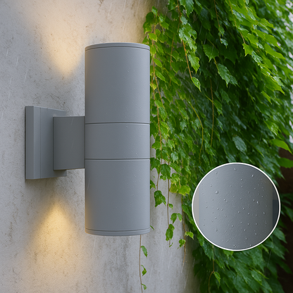 Lámpara de pared exterior con acabado de aluminio negro