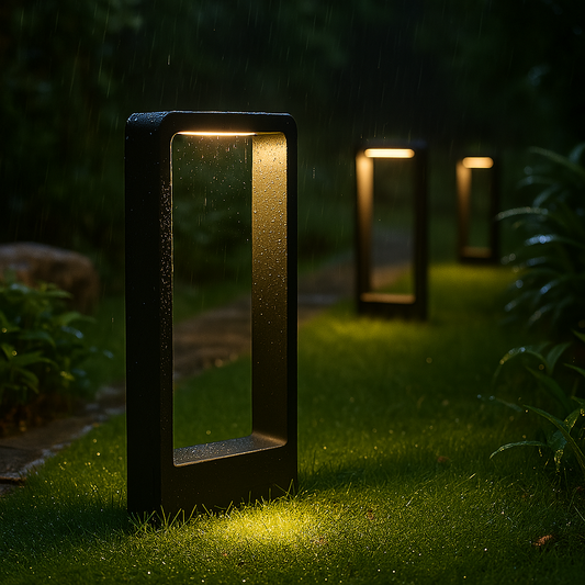 Luz de camino exterior con marco negro moderno