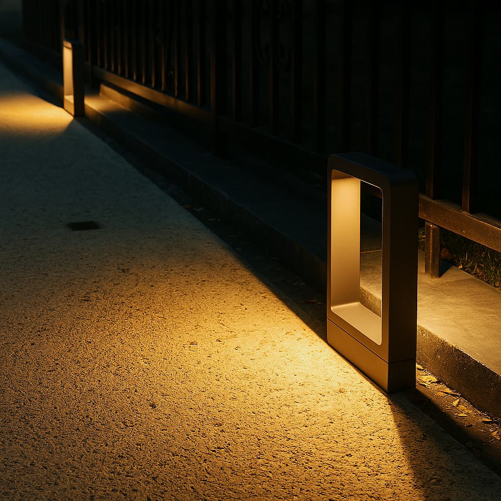 Luz de camino exterior con marco negro moderno