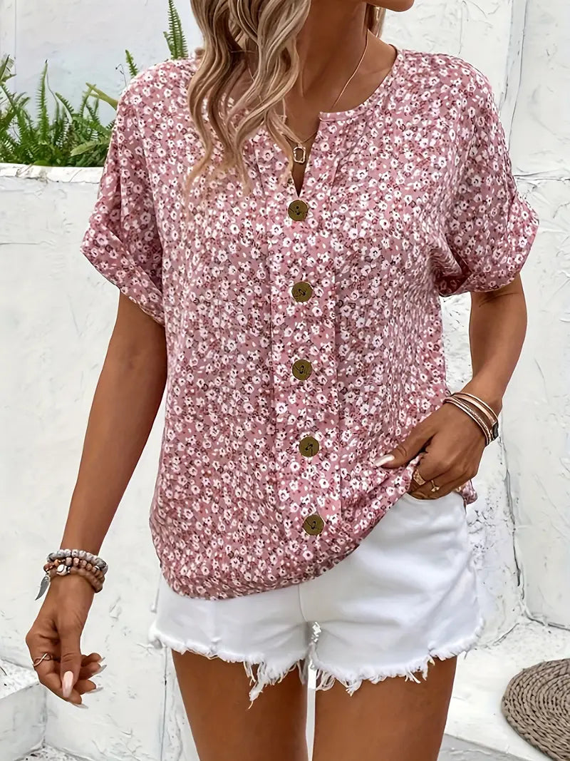 Danica | Blusa de Impresión Floral Rosa