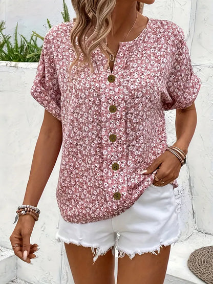 Danica | Blusa de Impresión Floral Rosa