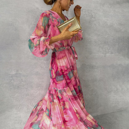 Felicity - Vestido Maxi Floral Elegante con Vuelo