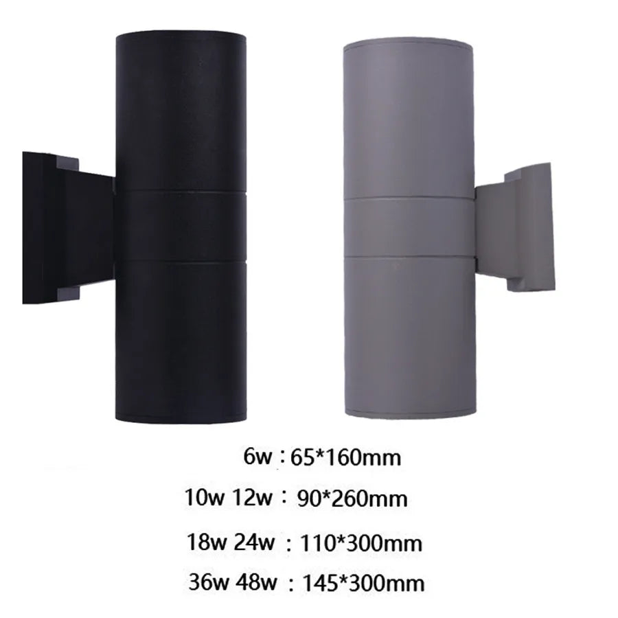 Lámpara de pared exterior con acabado de aluminio negro