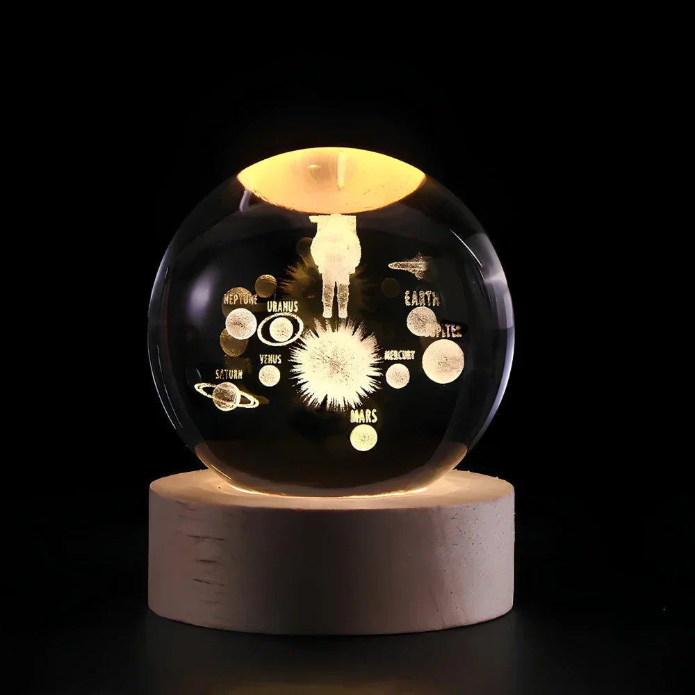 Luz nocturna LED con esfera de cristal 3D