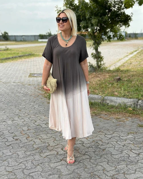Mila | Vestido elegante de algodón con cuello redondo