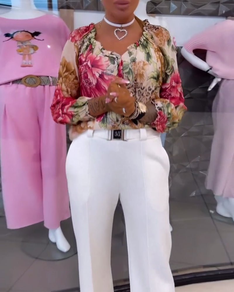 Elsie | Blusa floral con escote en V