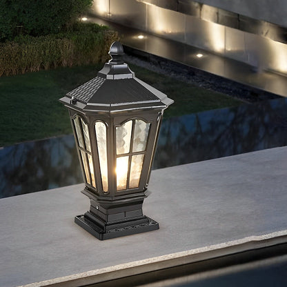 Luz de Poste de Jardín Negra LED Solar para Exterior