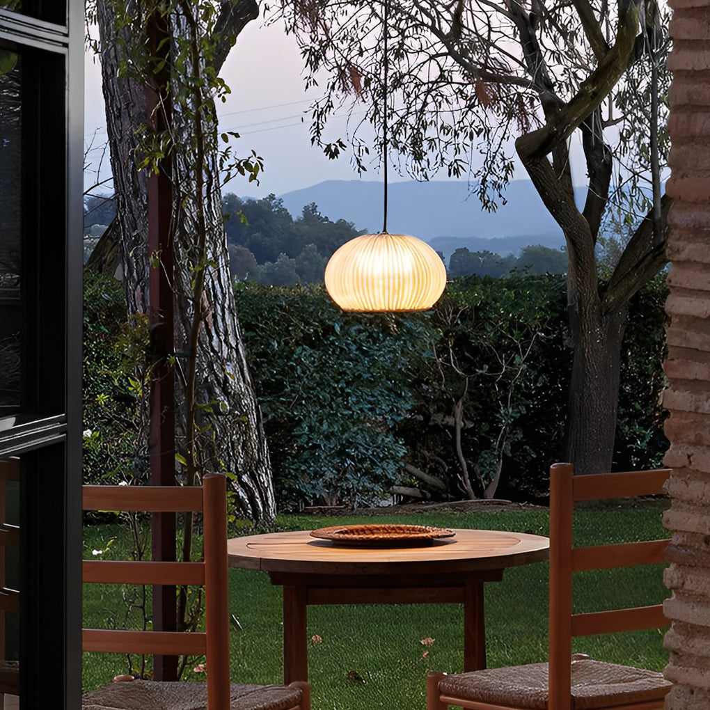 Lámpara colgante exterior de ratán moderna para jardín