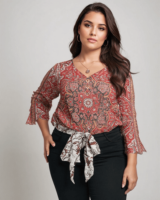 Arabella | Top clásico con estampado rojo