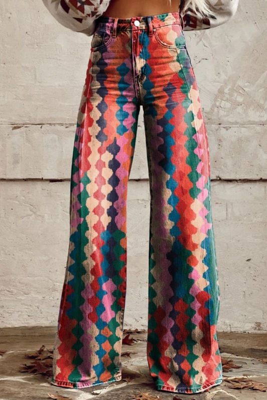 Lina | Pantalones de pierna ancha boho retro