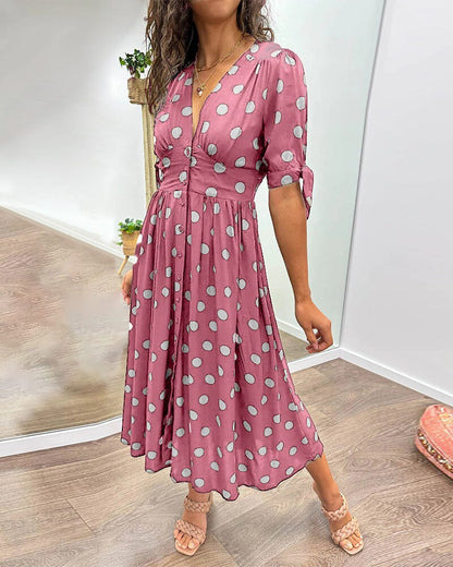 Kimberly | Vestido de escote en V con lunares