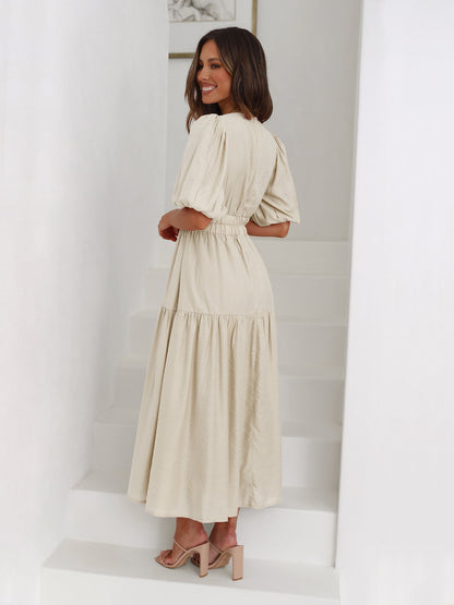 Catalina | Vestido con escote en V y mangas abullonadas