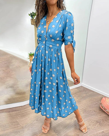 Kimberly | Vestido de escote en V con lunares