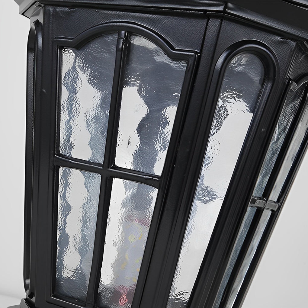 Luz de Poste de Jardín Negra LED Solar para Exterior