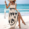 Valentina - Vestido de playa sin mangas con cuello cuadrado chic y estampado