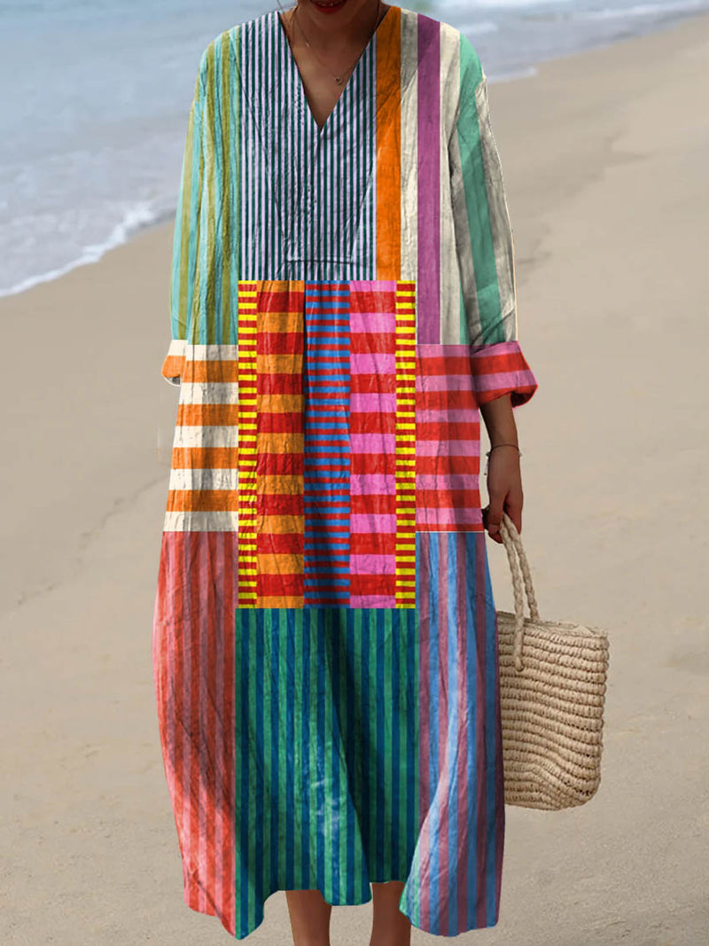 Lovie | Vestido de Patrón Geométrico Vintage