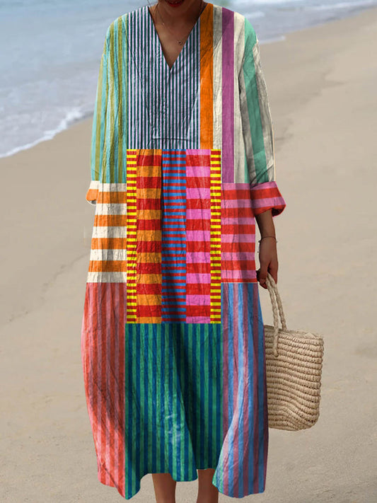 Lovie | Vestido de Patrón Geométrico Vintage