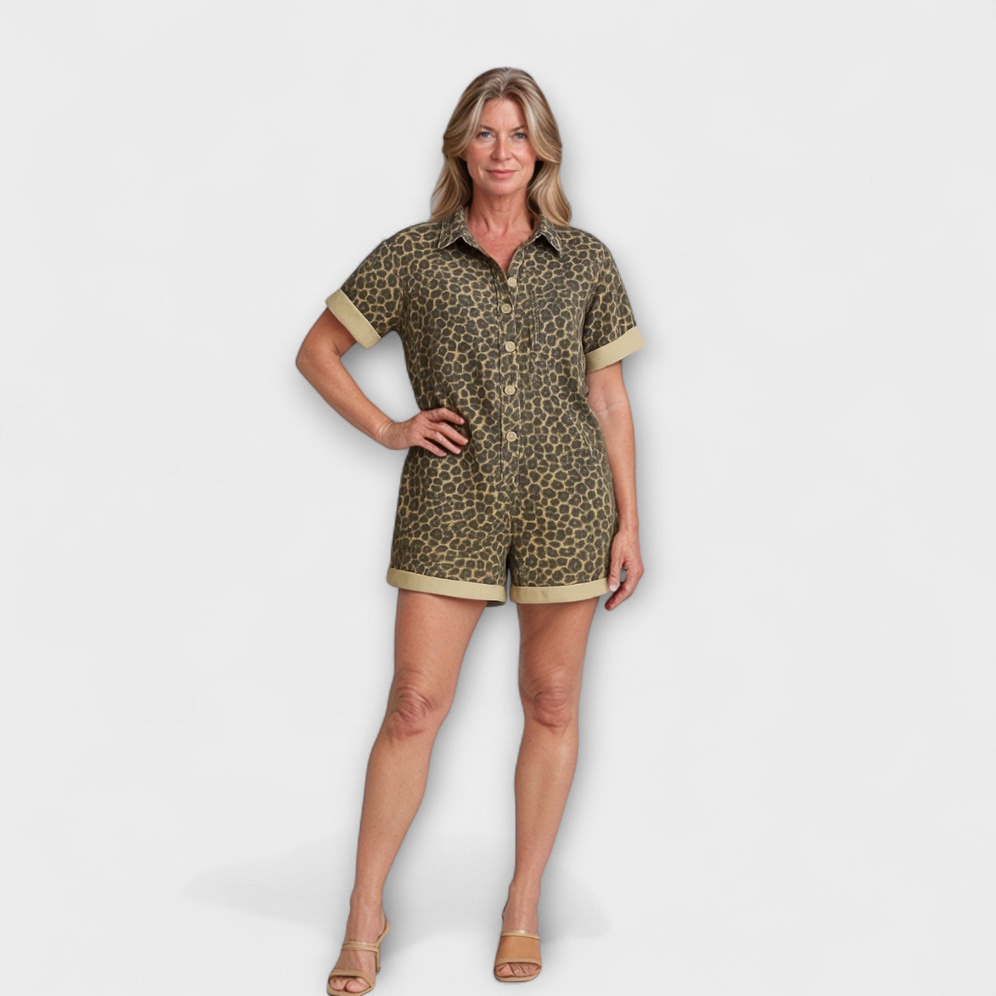 Nonette - Mono Camisa con Estampado de Leopardo