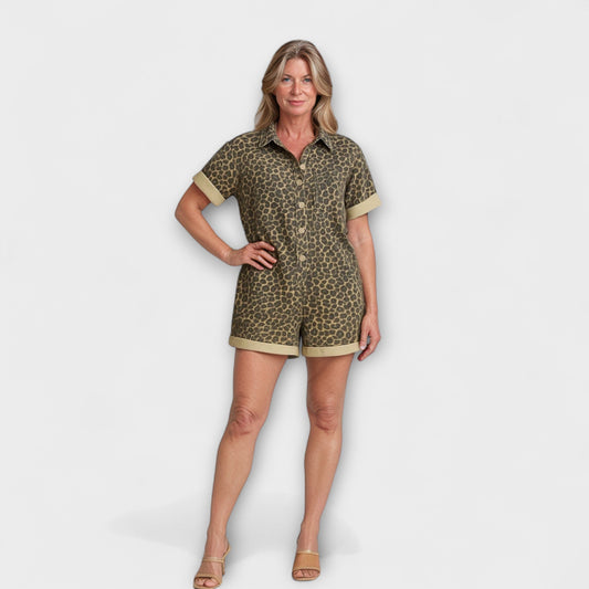 Nonette - Mono Camisa con Estampado de Leopardo