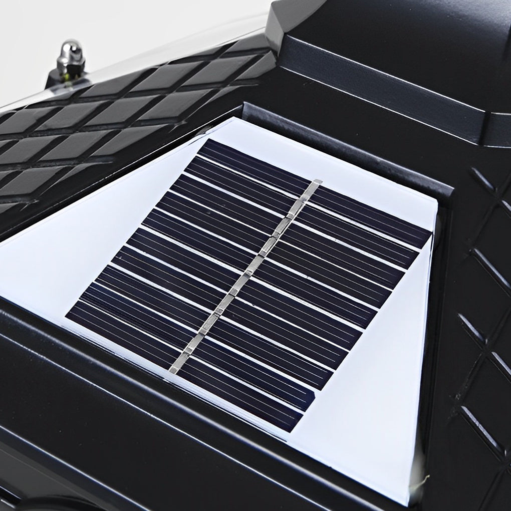 Luz de Poste de Jardín Negra LED Solar para Exterior
