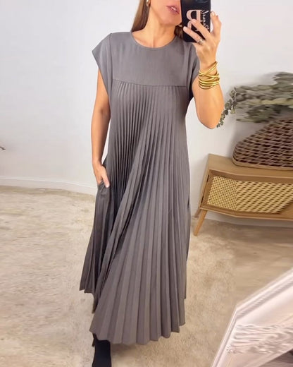Sorrel - Vestido Maxi Elegante Plisado con Empalmes