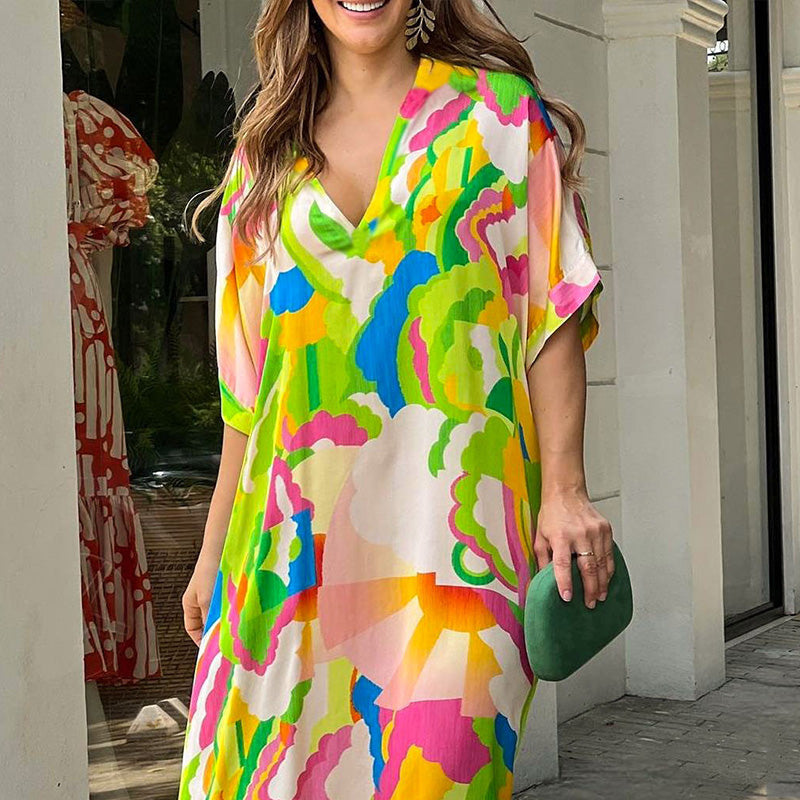 Vestido casual René con estampado pintado
