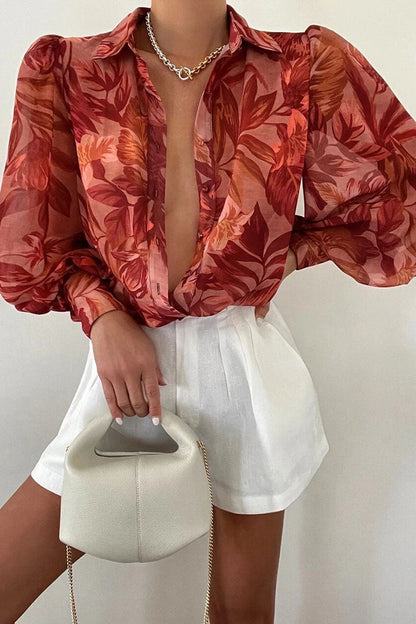 Jane | Blusa Floral con Mangas Abullonadas para Mujeres