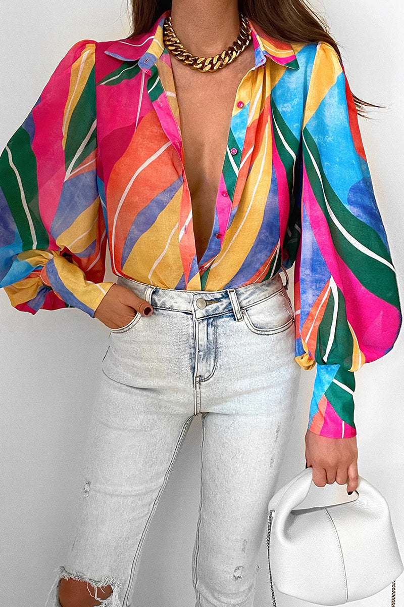 Jane | Blusa Floral con Mangas Abullonadas para Mujeres