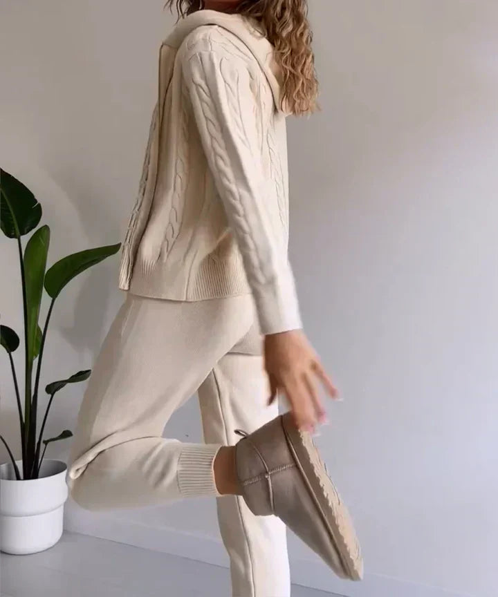 Poppy - Conjunto de dos piezas suéter casual de punto jacquard